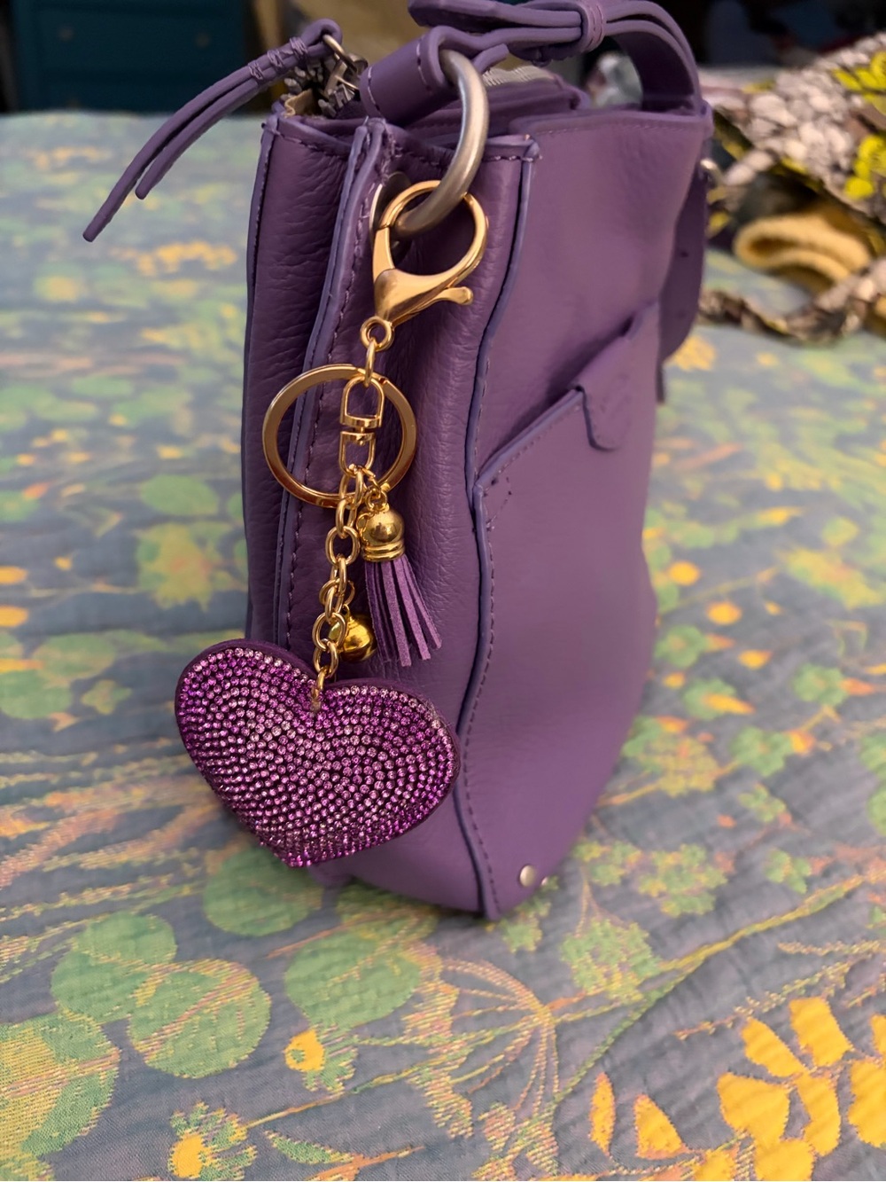 American Leather Co. Purple Leather Crossbody Bag - Picture 7 of 8